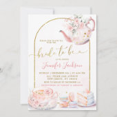 Roze Bloemenbruid om Vrijgezellenfeest Tea Party t Kaart (Voorkant)