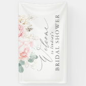 Roze Bloemenbruids / Baby shower welkomstbanner Spandoek (Verticaal)