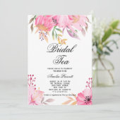 Roze bloemenbruids theekransje Vrijgezellenfeest Kaart (Staand voorkant)