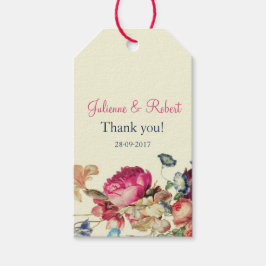  roze bloemenbruiloft dank u Labels Cadeaulabel