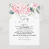  roze bloemenbruiloft informatie informatiekaartje (Voorkant)