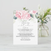  roze bloemenbruiloft informatie informatiekaartje (Staand voorkant)