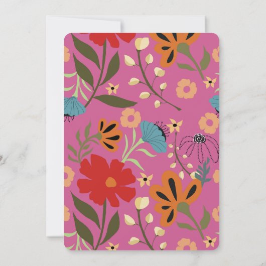 Roze bloemenbruiloft Save the Date Kaart (Achterkant)