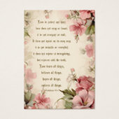 roze bloemenbruiloft Schriftgebed Visitekaartje (Voorkant)