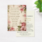 roze bloemenbruiloft Schriftgebed Visitekaartje (Bureau)