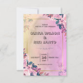 roze bloemenbruiloft uitnodiging (Voorkant)