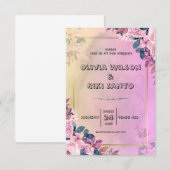 roze bloemenbruiloft uitnodiging (Voorkant / Achterkant)