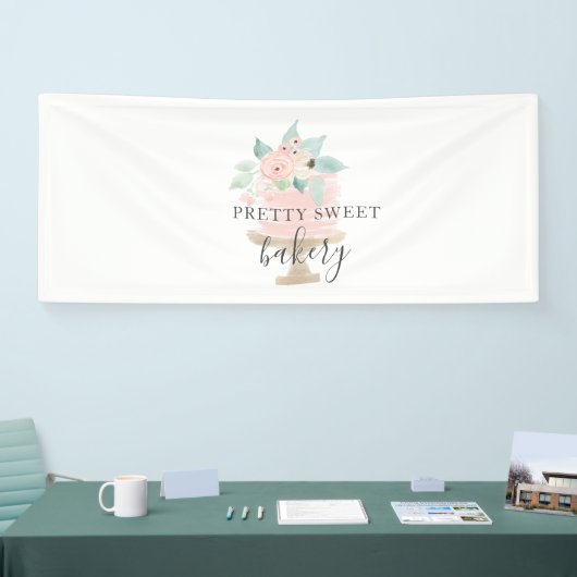 Roze Bloemencake bakkerij Spandoek (Beurs)