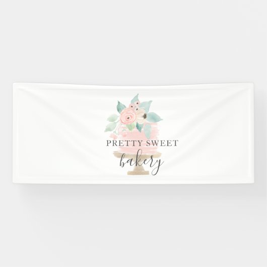 Roze Bloemencake bakkerij Spandoek (Horizontaal)