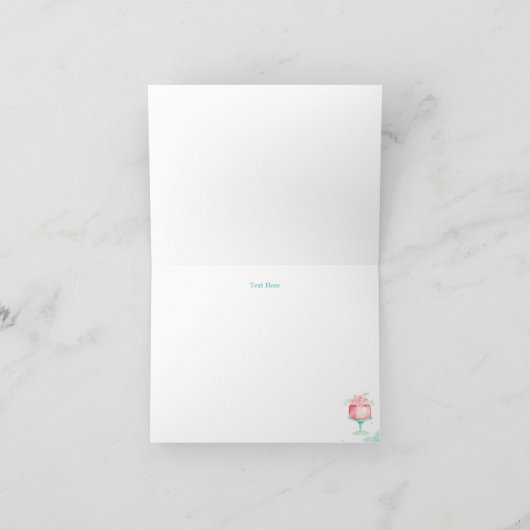 Roze bloemencake bruidsmeisjesborrel bedankkaart (Binnen)