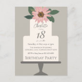 Roze Bloemencake Verjaardagsfeestje  Briefkaart (Voorkant)