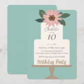 Roze Bloemencake Verjaardagsfeestje Kaart (Voorkant / Achterkant)