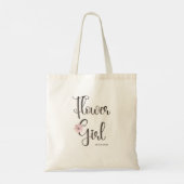  roze bloemencaligrafie Bloemenmeisje Tote Bag (Achterkant)