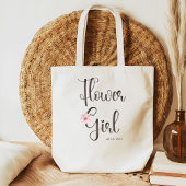  roze bloemencaligrafie Bloemenmeisje Tote Bag
