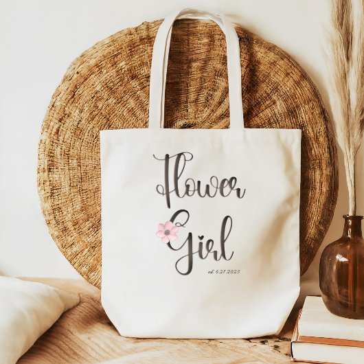  roze bloemencaligrafie Bloemenmeisje Tote Bag