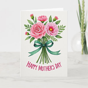 Roze bloemencelebratiekaart kaart