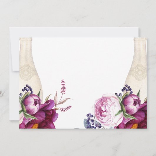 Roze bloemenchampagne Wie ben ik Vrijgezellenfeest Kaart (Achterkant)