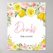 Roze bloemencitroen Drinken Poster (Voorkant)
