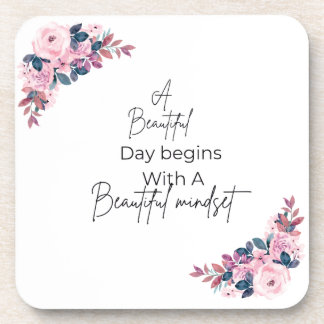 Roze bloemencoaster, Een mooie dag begint, Elega Bier Onderzetter