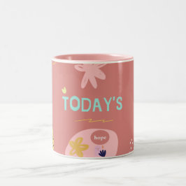 Roze bloemencoffiemok | Inspirerende quote  Tweekleurige Koffiemok