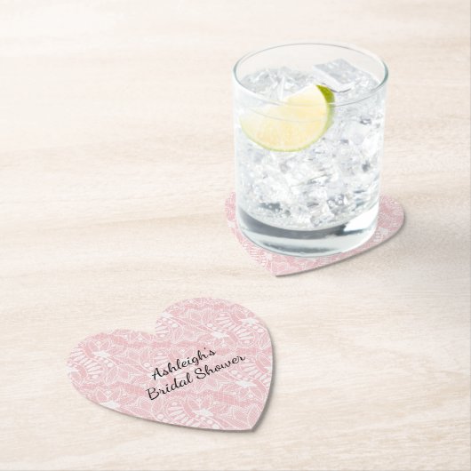 Roze Bloemend Kant Bruidsdiner Kartonnen Onderzetters (Insitu)