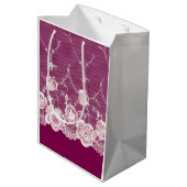 Roze Bloemend Kant Medium Cadeauzakje (Achterkant Gekanteld)