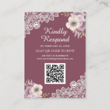 Roze Bloemend Kant QR Code RSVP Trouwwebsite