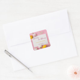 Roze Bloemend Thema Bruidsmeisjesfeest Vierkante Sticker