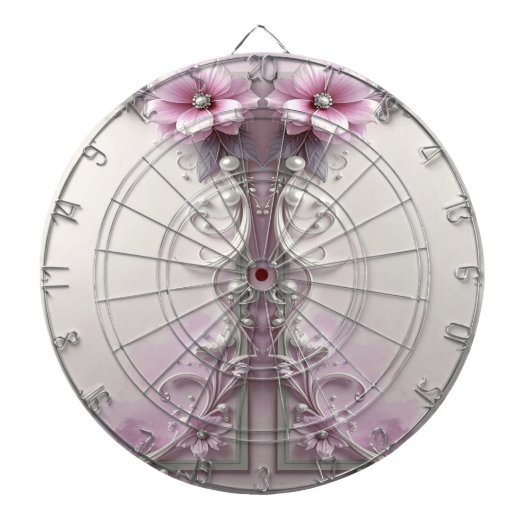 Roze Bloemendartbord Dartbord (Voorkant)