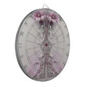 Roze Bloemendartbord Dartbord (Voorkant Links)