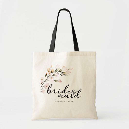 Roze bloemende bruidsmeisje tote bag (Voorkant)