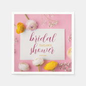 Roze Bloemendecor Bruidsdouche Servet (Voorkant)