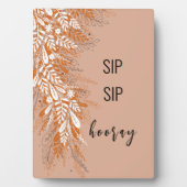 Roze bloemendecoratie bruiloft bar tafel sign plaq fotoplaat (voorkant)