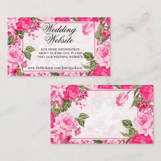 Roze Bloemendesign - Maak je eigen Informatiekaartje (Voorkant / Achterkant)