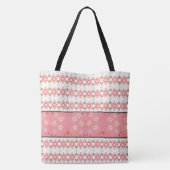 Roze bloemendesigner tote bag (Achterkant)
