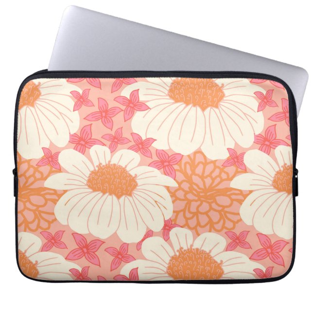 Roze Bloemendessin Laptop Hoes (Voorkant)