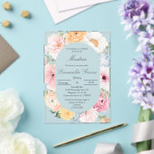 Roze bloemendia de las madres acryl uitnodigingen (Insitu (Huwelijk))
