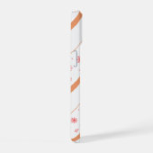 Roze bloemendiagonaal gestreepte telefoonhoes. iPhone 15 case (Rechterkant)
