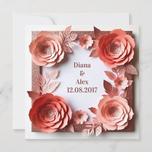 💎 Roze Bloemendiamant Trouw 💎 Kaart (Voorkant)