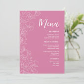 Roze Bloemendiner Menu (Staand voorkant)