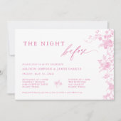 Roze bloemendiner voor huwelijksrepetitie kaart (Voorkant)