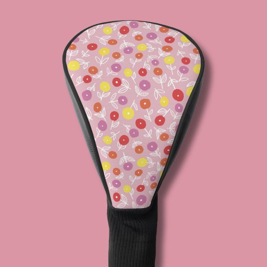 Roze bloemenditsy golfhoofdhoes golfheadcover