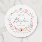 Roze bloemendochter Doop Ronde Bedankjes Labels (Achterkant)