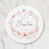 Roze bloemendochter Doop Ronde Bedankjes Labels (Voorkant)