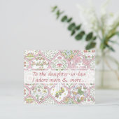 roze bloemendochter-in-law Moederdag Briefkaart (Staand voorkant)