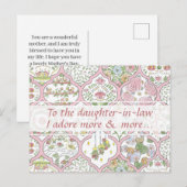 roze bloemendochter-in-law Moederdag Briefkaart (Voorkant / Achterkant)