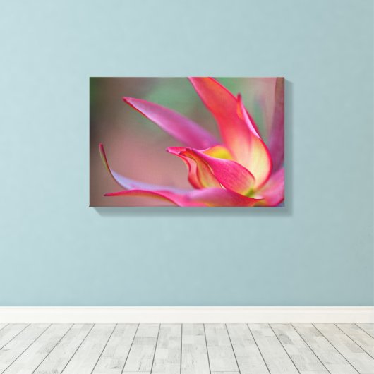 Roze bloemendoek canvas afdruk (Insitu (Houten vloer))
