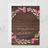 Roze Bloemendonk Bruin Rustieke Hout Landelijke Tr Aankondiging (Achterkant)