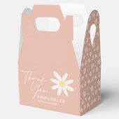 Roze bloemendoosje met dankjewel sticker bedankdoosjes (Geopend)