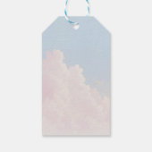 Roze bloemendromerige wolken bruiloft cadeaulabel (Achterkant)